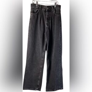 Zara Wide-Leg Jeans Womens 2 Black High Rise   Zip Fly
